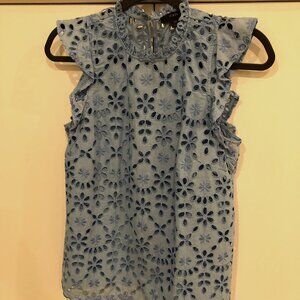 J.Crew Denim Blue Eyelet Tank + Cami - W's XS